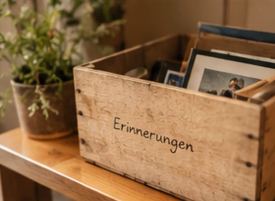 Holzkiste mit der Aufschrift Erinnerungen
